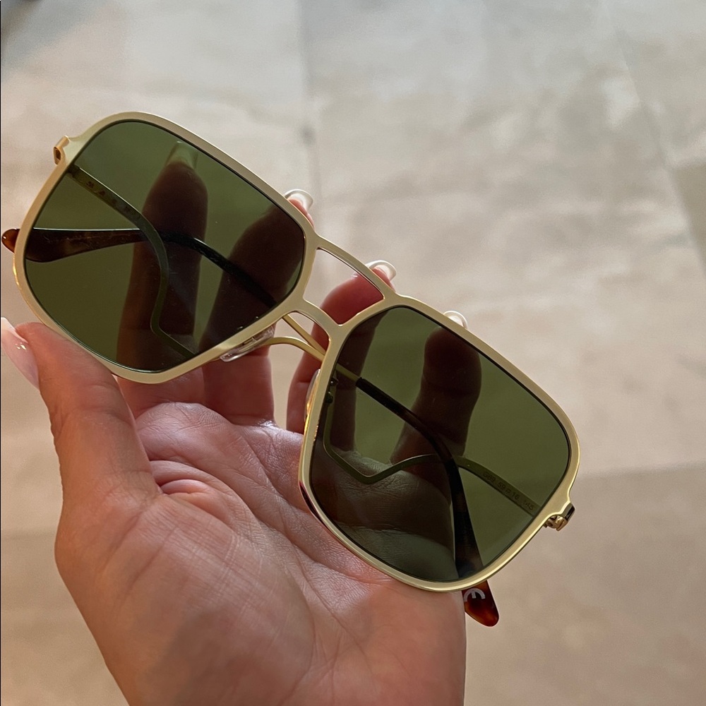 Gold Frame Sunglasses with Green Lenses Marni